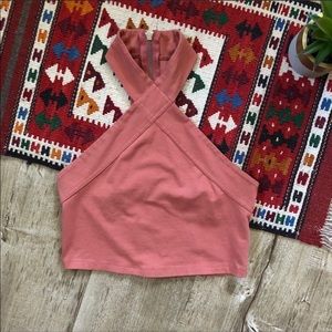 Forever 21 Dusty Rose Zipper Crop Top